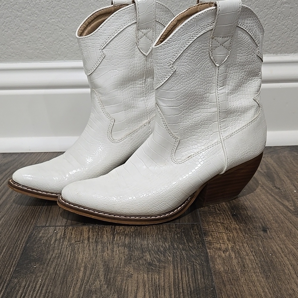 White Western Ankle Boots